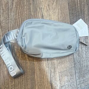 Lululemon everywhere, belt bag, silver, and white